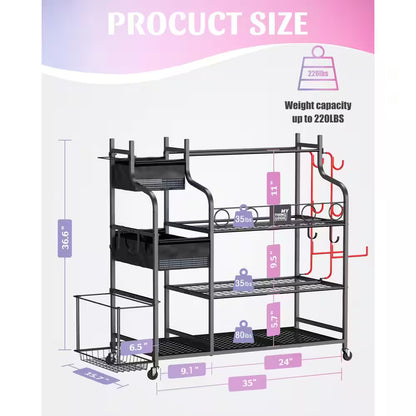 220 Lbs. Yoga Mat Storage Racks Gym Sports Equipment Storage Organizer with Black Finish